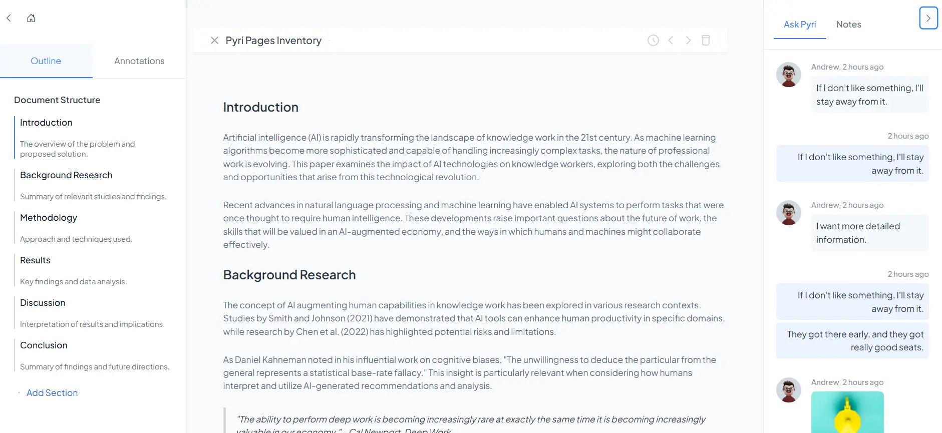 Writing interface